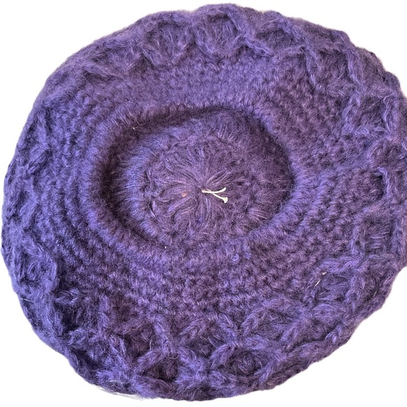 Vintage Women’s 70s/80s Crocheted Cap Slouchy Beret, Purple, OS - Picture 5 of 5